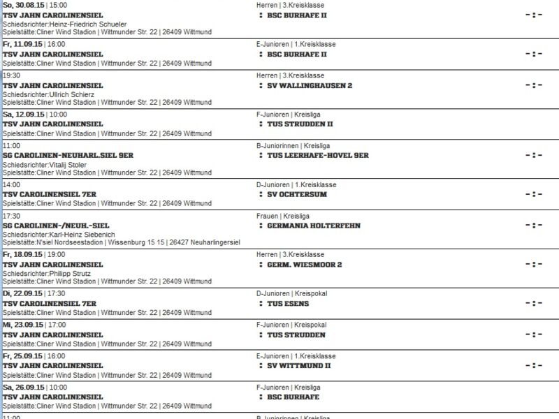 Spielplan